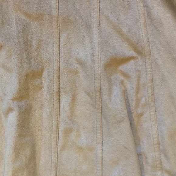 White House black market ultrasuede camel color swing midi skirt flare bottom 2 - Picture 2 of 9